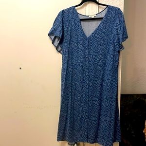 Blue and White Patterned Dress